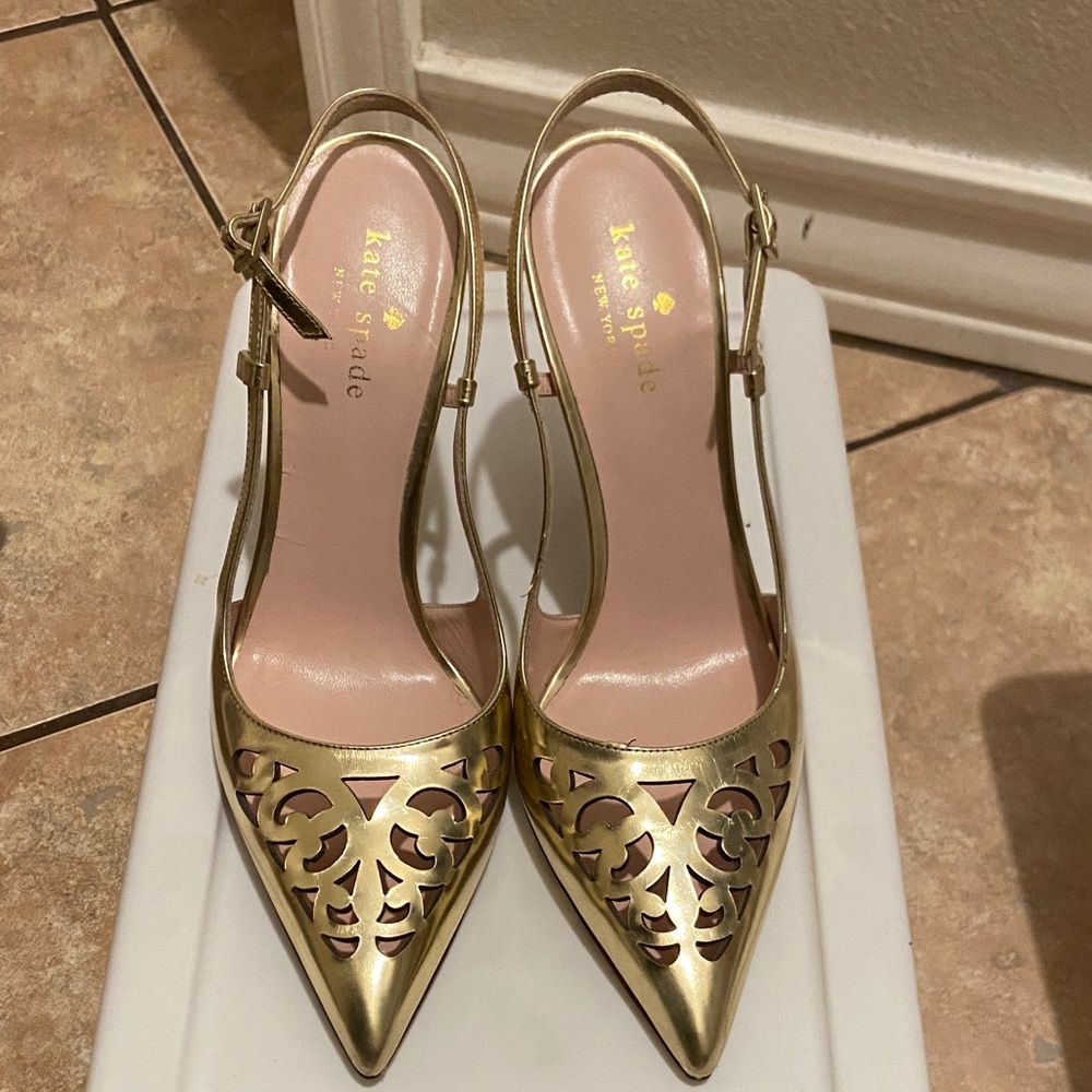 Kate Spade Metallic Gold Cutout Heels